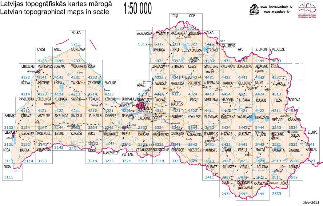 Maps - Topographical maps - Latvijas topogrāfiskā karte 1:50'000