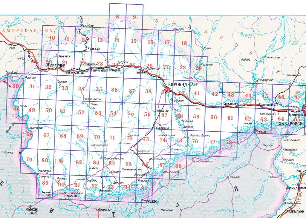 Карта рек еврейской автономной области