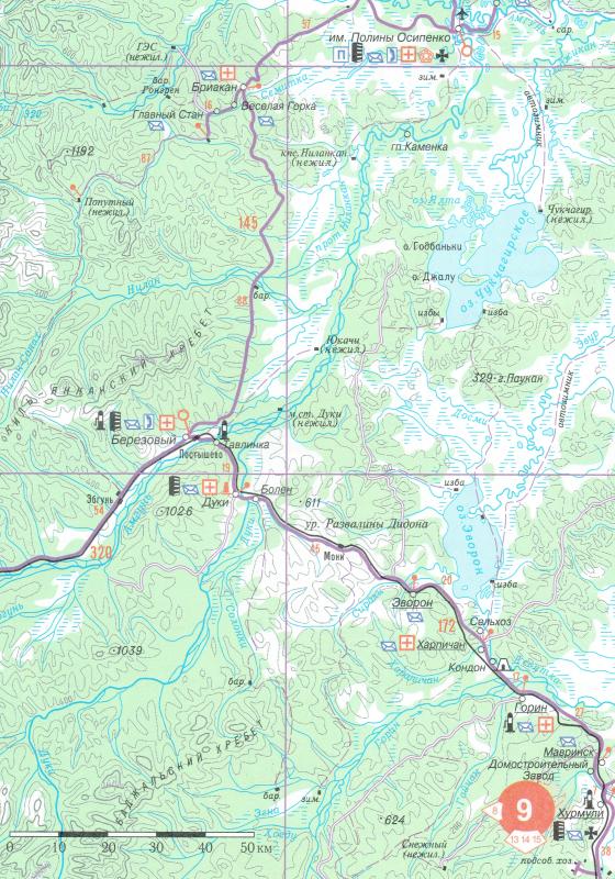 Карта автомобильных дорог хабаровского края